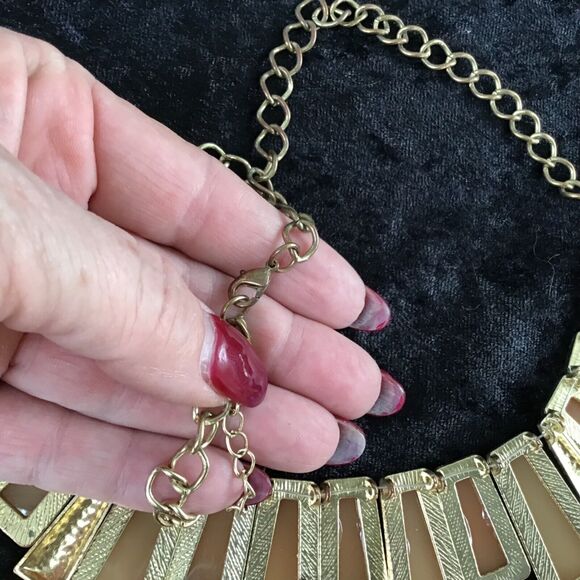 Orange Statement Bib Necklace 26 inches Vintage Fashon 90s Retro - Picture 4 of 4